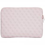 Geanta laptop Guess 4G Peony Front Pocket Zipper Triangle Logo, compatibila cu laptop 14 inch, Roz 3 - lerato.ro