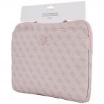 Geanta laptop Guess 4G Peony Front Pocket Zipper Triangle Logo, compatibila cu laptop 14 inch, Roz 5 - lerato.ro