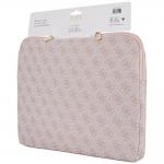 Geanta laptop Guess 4G Peony Front Pocket Zipper Triangle Logo, compatibila cu laptop 14 inch, Roz 6 - lerato.ro