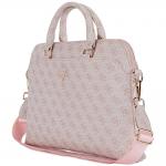 Geanta laptop Guess 4G Peony Front Pocket Zipper Triangle Logo, compatibila cu laptop 15 inch, Roz 4 - lerato.ro