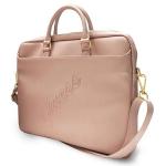Geanta Guess Saffiano Script compatibila cu laptop 16 inch Roz 3 - lerato.ro