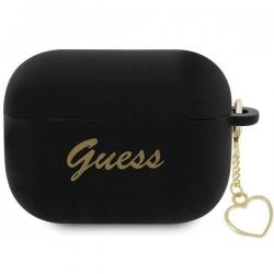 Carcasa Guess Silicone Charm Heart compatibila cu Apple AirPods Pro 2 Negru