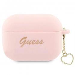 Carcasa Guess Silicone Charm Heart compatibila cu Apple AirPods Pro 2 Roz