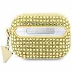 Carcasa Guess Rhinestones Triangle Metal Logo compatibila cu Apple AirPods Pro Auriu 3 - lerato.ro