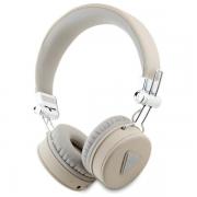 Casti audio bluetooth Guess GUBH70PGTSPSE, Grained Classic Round Shape, ENC, Bluetooth 5.3, 300 mAh, IPX4, Bej