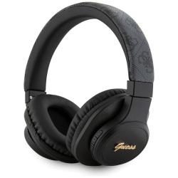 Casti audio bluetooth Guess Leather Tone On Tone Script, Bluetooth 5.3, 300 mAh, IPX4, Negru