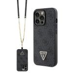 Carcasa cu snur Guess GUHCP13LP4TDSCPK Crossbody 4G Metal Logo compatibila cu iPhone 13 / 13 Pro, Negru 2 - lerato.ro