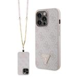 Carcasa cu snur Guess GUHCP13LP4TDSCPP Crossbody 4G Metal Logo compatibila cu iPhone 13 / 13 Pro, Roz 2 - lerato.ro