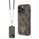Carcasa cu snur Guess GUHCP13LP4TDSCPW Crossbody 4G Metal Logo compatibila cu iPhone 13 / 13 Pro, Maro 2 - lerato.ro