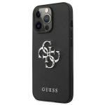 Husa Guess Saffiano 4G Metal Logo compatibila cu iPhone 13 Pro, Negru 3 - lerato.ro