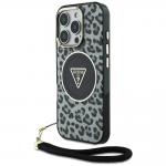 Carcasa Guess Leopard Triangle Cord Strap cu MagSafe compatibila cu iPhone 16 Pro, Negru 3 - lerato.ro