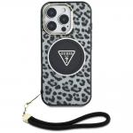 Carcasa Guess Leopard Triangle Cord Strap cu MagSafe compatibila cu iPhone 16 Pro, Negru 2 - lerato.ro