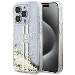 Carcasa Guess Liquid Glitter Gold Stripes compatibila cu iPhone 15 Pro, Transparent 2 - lerato.ro