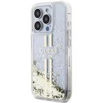 Carcasa Guess Liquid Glitter Gold Stripes compatibila cu iPhone 15 Pro, Transparent 3 - lerato.ro