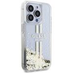 Carcasa Guess Liquid Glitter Gold Stripes compatibila cu iPhone 15 Pro, Transparent 5 - lerato.ro