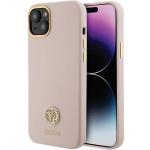 Carcasa Guess Silicone Logo Strass 4G compatibila cu iPhone 15, Roz 2 - lerato.ro