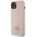 Carcasa Guess Silicone Logo Strass 4G compatibila cu iPhone 15, Roz 3 - lerato.ro