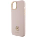 Carcasa Guess Silicone Logo Strass 4G compatibila cu iPhone 15, Roz 6 - lerato.ro