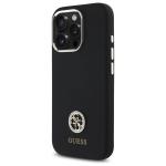 Carcasa Guess Silicone Logo Strass 4G compatibila cu iPhone 16 Pro, Negru 3 - lerato.ro