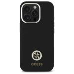 Carcasa Guess Silicone Logo Strass 4G compatibila cu iPhone 16 Pro, Negru 2 - lerato.ro