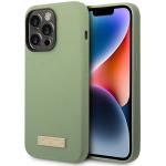 Carcasa Guess Silicone Logo Plate cu MagSafe compatibila cu iPhone 14 Pro Max, Verde 4 - lerato.ro