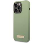 Carcasa Guess Silicone Logo Plate cu MagSafe compatibila cu iPhone 14 Pro Max, Verde 3 - lerato.ro