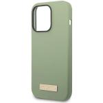 Carcasa Guess Silicone Logo Plate cu MagSafe compatibila cu iPhone 14 Pro Max, Verde 7 - lerato.ro