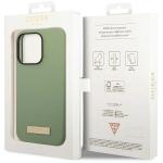 Carcasa Guess Silicone Logo Plate cu MagSafe compatibila cu iPhone 14 Pro Max, Verde 9 - lerato.ro