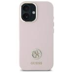 Carcasa Guess Silicone Logo Strass 4G compatibila cu iPhone 16, Roz 2 - lerato.ro
