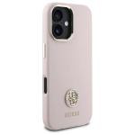 Carcasa Guess Silicone Logo Strass 4G compatibila cu iPhone 16, Roz 5 - lerato.ro