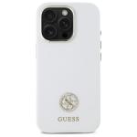 Carcasa Guess Silicone Logo Strass 4G compatibila cu iPhone 16 Pro Max, Alb 2 - lerato.ro