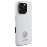 Carcasa Guess Silicone Logo Strass 4G compatibila cu iPhone 16 Pro Max, Alb 5 - lerato.ro