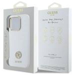 Carcasa Guess Silicone Logo Strass 4G compatibila cu iPhone 16 Pro Max, Alb 9 - lerato.ro