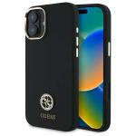 Carcasa Guess Silicone Logo Strass 4G compatibila cu iPhone 16, Negru 4 - lerato.ro