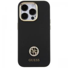 Carcasa Guess Silicone Logo Strass 4G compatibila cu iPhone 15 Pro, Negru