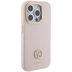 Carcasa Guess Silicone Logo Strass 4G compatibila cu iPhone 15 Pro, Roz 5 - lerato.ro