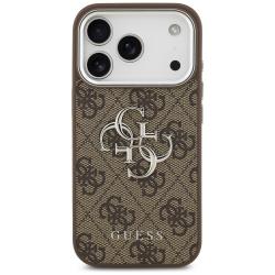 Carcasa din piele Guess 4G Big 4G Classic Logo compatibila cu iPhone 17 Pro, Maro