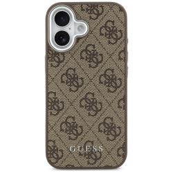 Carcasa din piele Guess 4G Classic Logo cu MagSafe compatibila cu iPhone 17, Maro