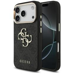 Carcasa din piele Guess Big 4G Classic Logo compatibila cu iPhone 17 Pro, Negru
