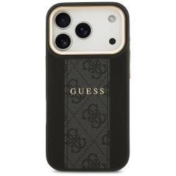 Carcasa din piele Guess 4G Stripe cu MagSafe compatibila cu iPhone 17 Pro, Negru