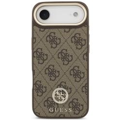 Carcasa din piele Guess 4G Strass Logo cu MagSafe compatibila cu iPhone 17 Air, Maro