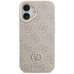 Carcasa din piele Guess 4G Strass Logo cu MagSafe compatibila cu iPhone 17, Roz