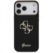 Carcasa Guess Fixed Glitter Big 4G Metal Frame compatibila cu iPhone 17 Pro Max, Negru