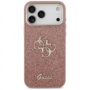 Carcasa Guess Fixed Glitter Big 4G Metal Frame compatibila cu iPhone 17 Pro Max, Roz