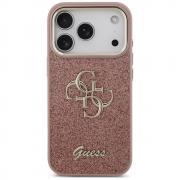 Carcasa Guess Fixed Glitter Big 4G Metal Frame compatibila cu iPhone 17 Pro, Roz