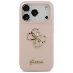 Carcasa Guess Silicone Big 4G Script compatibila cu iPhone 17 Pro, Roz