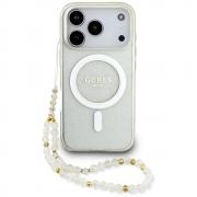 Carcasa Guess IML Glitter Pearl Strap cu MagSafe compatibila cu iPhone 17 Pro, Transparent