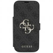 Carcasa flip cover Guess Metal Logo Book 4G compatibila cu iPhone 17 Pro, Negru