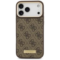 Carcasa Guess 4G Logo Plate cu MagSafe compatibila cu iPhone 17 Pro Max, Maro