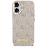 Carcasa Guess 4G Logo Plate cu MagSafe compatibila cu iPhone 17, Roz